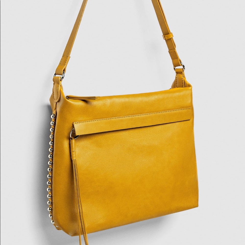 Zara NEW w/tag mustard yellow studded bucket bag.